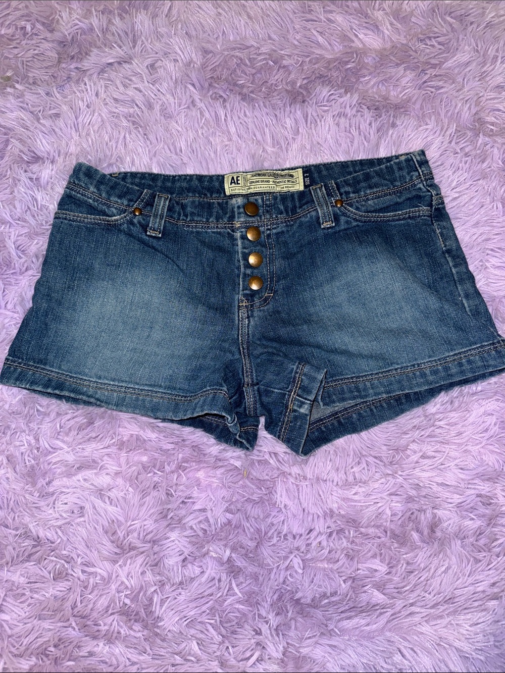 American Eagle Outfitters Blue Button-Front Denim Shorts